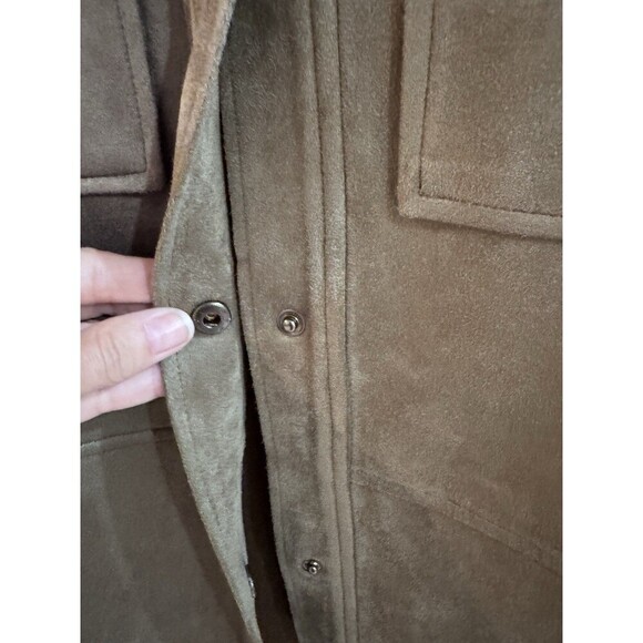 Calvin Klein Faux Suede Shirt Jacket Green Medium Gorpcore Urban NWT Oversized - Picture 4 of 7